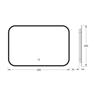 Зеркало Defesto Aura 60х40 DF 2972SH с подсветкой 17W-3000K/Сенсорный выключатель/Теплый белый свет/Черная рама