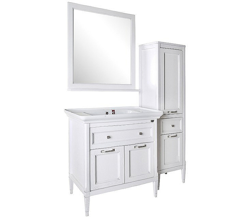 Комплект мебели для ванной ASB-Woodline Гранда 85 Белый с патиной Серебро, купить, цена, заказать, магазин, доставка, скидка, промокод, купить, цена, заказать, магазин, доставка, скидка, промокод