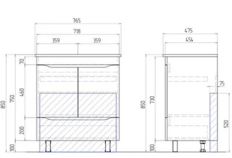 Тумба под раковину Vigo Grani 75 tn.GRI.OSK.75.2D.1Y Белая, купить, цена, заказать, магазин, доставка, скидка, промокод, купить, цена, заказать, магазин, доставка, скидка, промокод