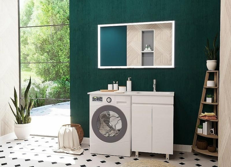 Тумба с раковиной Эстет Barcelona Luxe 120 R ФР-00007066 Белая, купить, цена, заказать, магазин, доставка, скидка, промокод, купить, цена, заказать, магазин, доставка, скидка, промокод