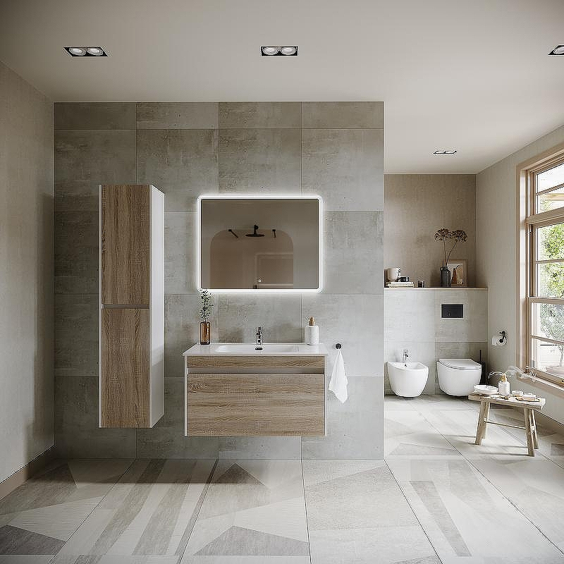 Тумба под раковину Sancos Smart 90 SM90E подвесная Дуб Бардолино Белая, купить, цена, заказать, магазин, доставка, скидка, промокод, купить, цена, заказать, магазин, доставка, скидка, промокод