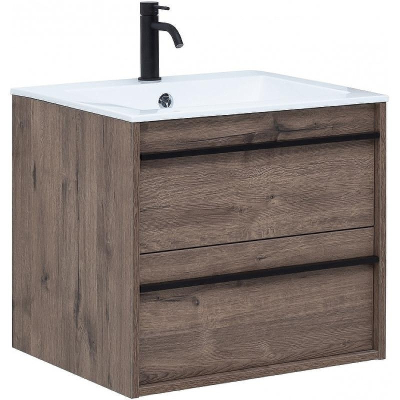 Тумба с раковиной Aquanet Lino 60 271944 подвесная Дуб Веллингтон, купить, цена, заказать, магазин, доставка, скидка, промокод, купить, цена, заказать, магазин, доставка, скидка, промокод