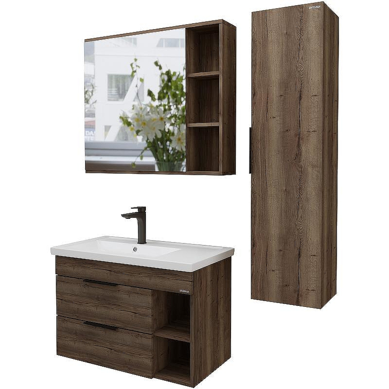 Зеркальный шкаф Grossman Форта 80 2080022 Темный дуб галифакс, купить, цена, заказать, магазин, доставка, скидка, промокод, купить, цена, заказать, магазин, доставка, скидка, промокод