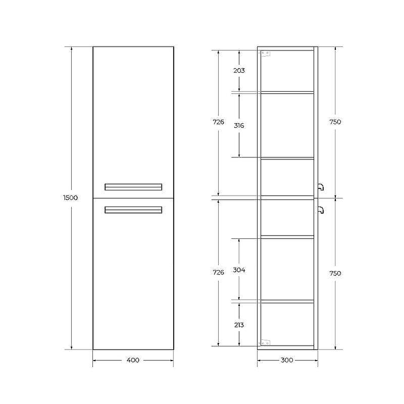 Шкаф пенал Cezares Eco 40 ECO-1500-2A-SC-BL подвесной Bianco Lucido, купить, цена, заказать, магазин, доставка, скидка, промокод, купить, цена, заказать, магазин, доставка, скидка, промокод