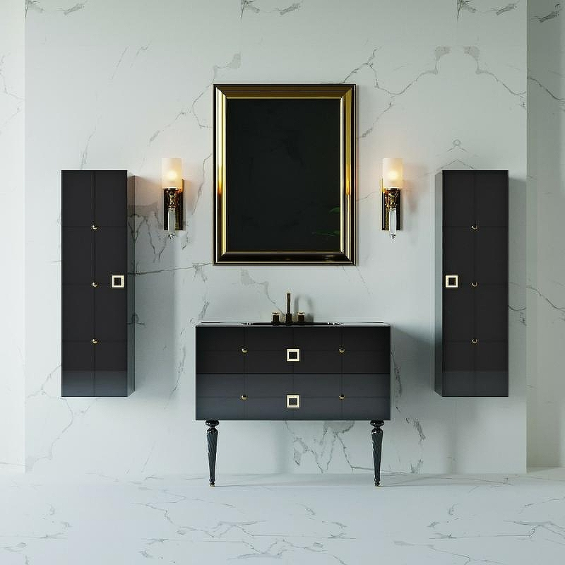 Тумба под раковину Boheme Armadi Art Vallessi Avangarde Piazza 80 841-080-BG подвесная Черная Золото, купить, цена, заказать, магазин, доставка, скидка, промокод, купить, цена, заказать, магазин, доставка, скидка, промокод