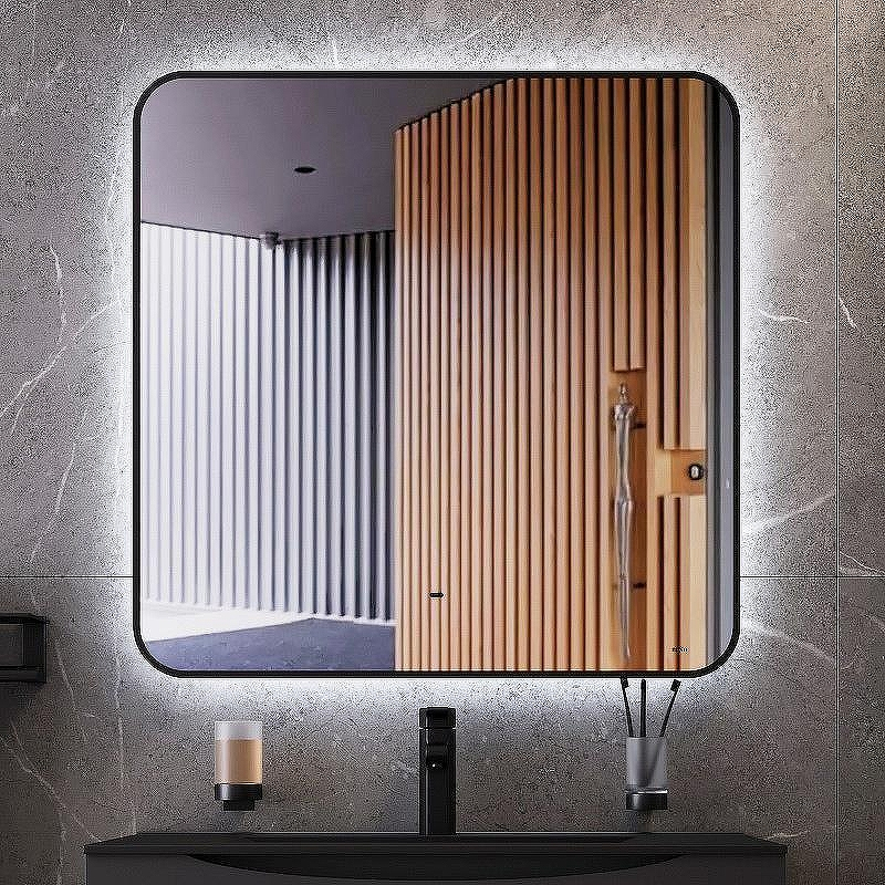 Зеркало Bond Loft 80x80 M35ZE-8080 с подсветкой Черное глянцевое с бесконтактным выключателем, купить, цена, заказать, магазин, доставка, скидка, промокод, купить, цена, заказать, магазин, доставка, скидка, промокод