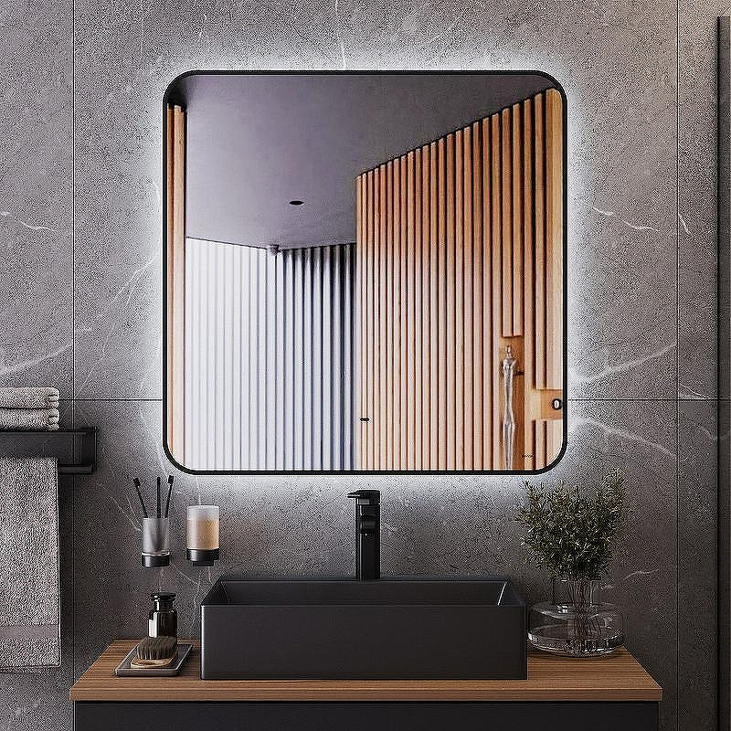 Зеркало Bond Loft 80x80 M35ZE-8080 с подсветкой Черное глянцевое с бесконтактным выключателем, купить, цена, заказать, магазин, доставка, скидка, промокод, купить, цена, заказать, магазин, доставка, скидка, промокод