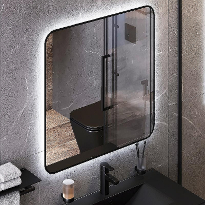 Зеркало Bond Loft 80x80 M35ZE-8080 с подсветкой Черное глянцевое с бесконтактным выключателем