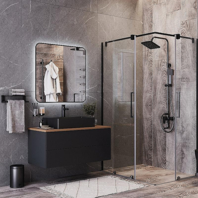 Зеркало Bond Loft 80x80 M35ZE-8080 с подсветкой Черное глянцевое с бесконтактным выключателем, купить, цена, заказать, магазин, доставка, скидка, промокод, купить, цена, заказать, магазин, доставка, скидка, промокод