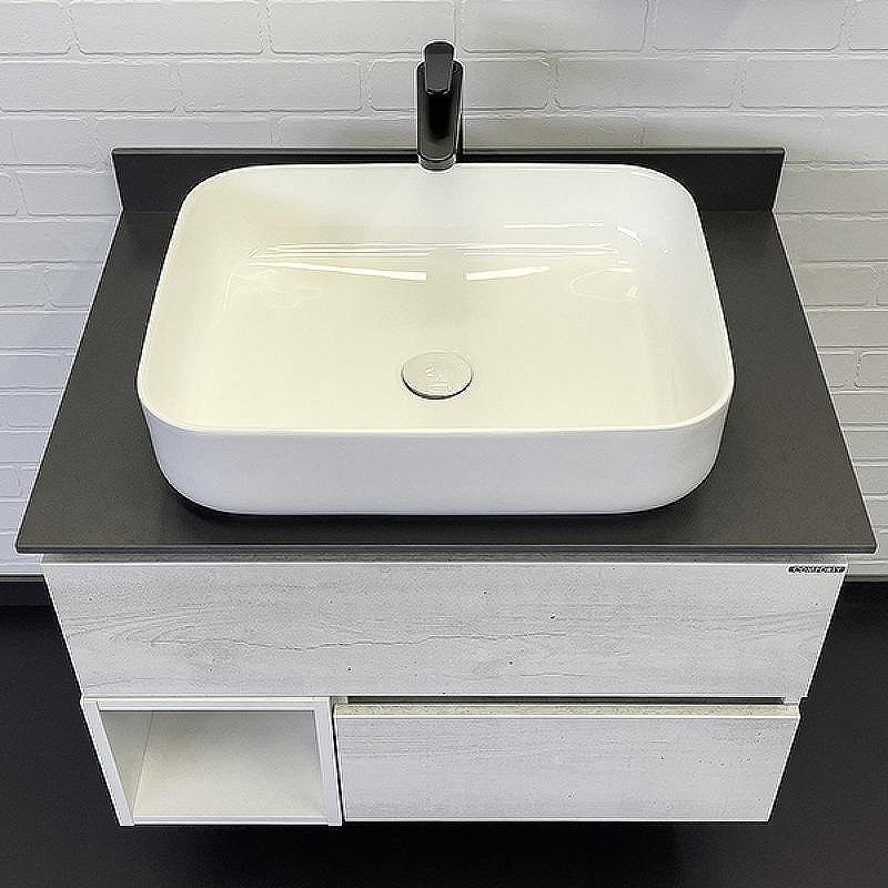 Тумба с раковиной Comforty Прага 75 00-00014832 Дуб белый Графит, купить, цена, заказать, магазин, доставка, скидка, промокод, купить, цена, заказать, магазин, доставка, скидка, промокод