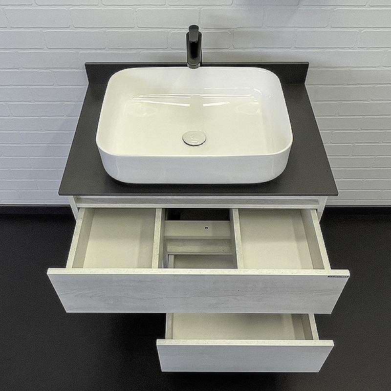 Тумба с раковиной Comforty Прага 75 00-00014832 Дуб белый Графит, купить, цена, заказать, магазин, доставка, скидка, промокод, купить, цена, заказать, магазин, доставка, скидка, промокод