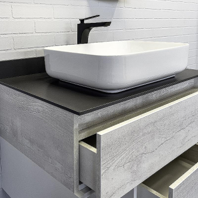 Тумба с раковиной Comforty Прага 75 00-00014832 Дуб белый Графит