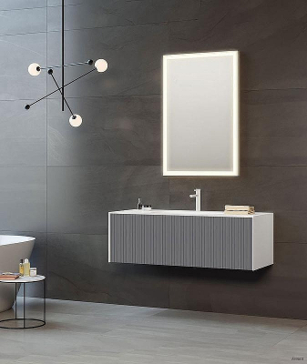 Тумба с раковиной Orka Cube 120 3000381 подвесная Антрацит матовый Белая