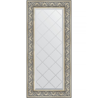 Зеркало Evoform Exclusive-G 130х60 BY 4080 с гравировкой в багетной раме - Барокко серебро 106