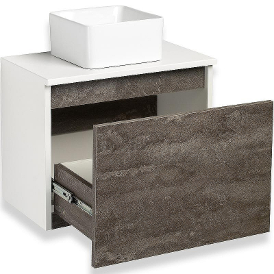 Тумба под раковину Runo Бари 50 00-00001377 подвесная Железный камень Белая