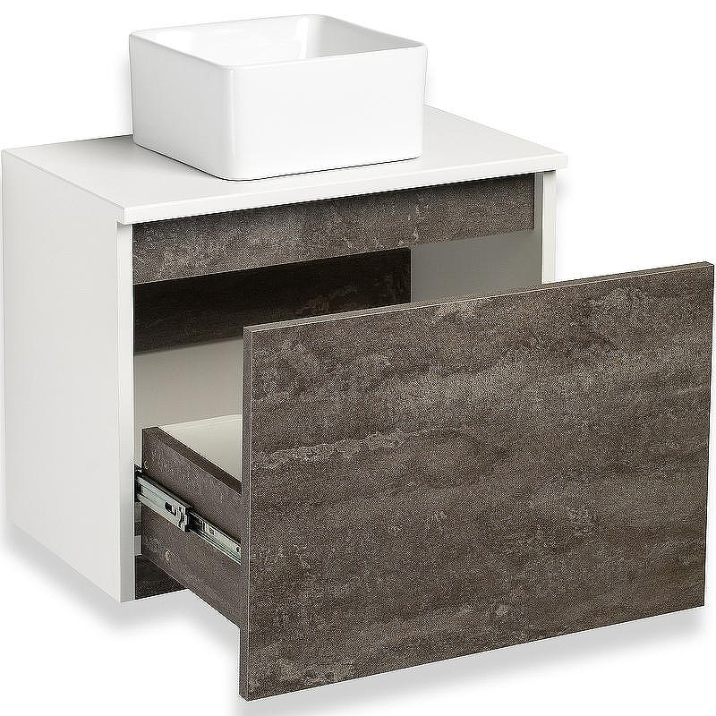 Тумба под раковину Runo Бари 50 00-00001377 подвесная Железный камень Белая, купить, цена, заказать, магазин, доставка, скидка, промокод, купить, цена, заказать, магазин, доставка, скидка, промокод