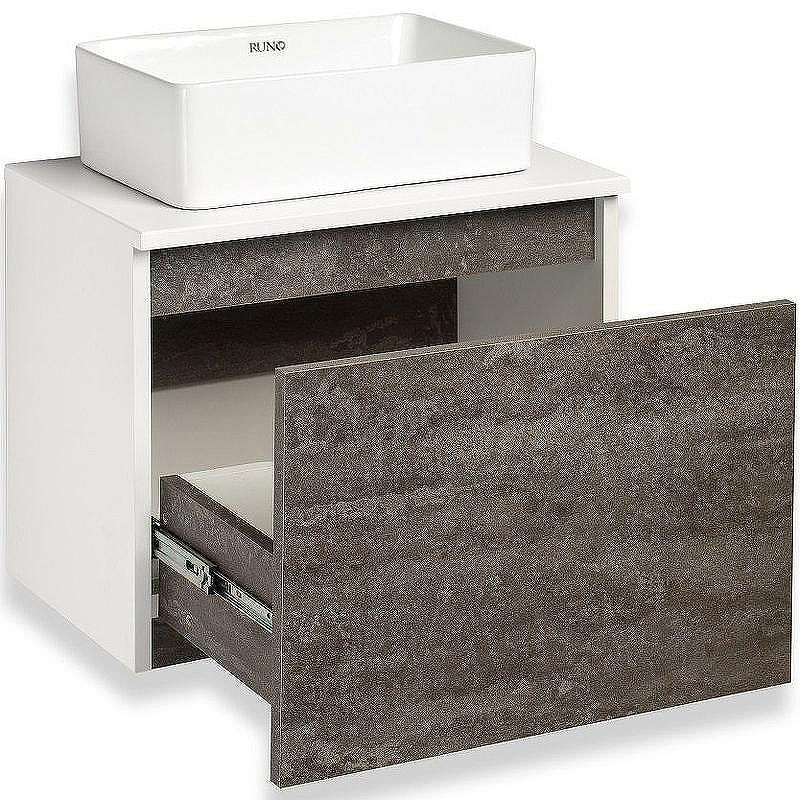Тумба под раковину Runo Бари 50 00-00001377 подвесная Железный камень Белая, купить, цена, заказать, магазин, доставка, скидка, промокод, купить, цена, заказать, магазин, доставка, скидка, промокод