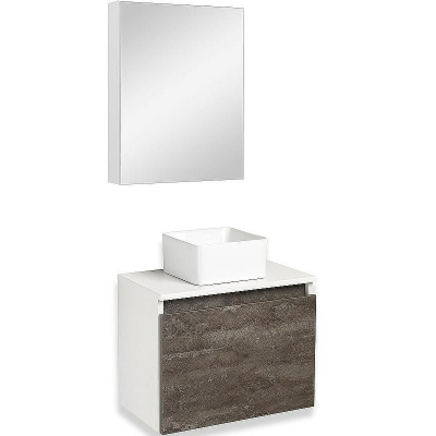 Тумба под раковину Runo Бари 50 00-00001377 подвесная Железный камень Белая