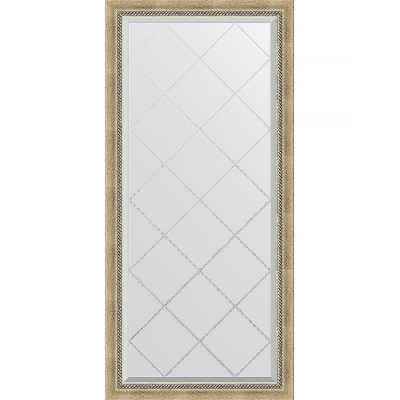 Зеркало Evoform Exclusive-G 135х73 BY 4261 с гравировкой в багетной раме - Состаренное серебро с плетением 70