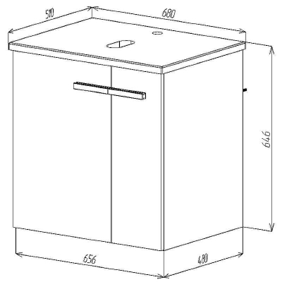 Тумба под раковину VIANT Мюнхен 70 VMUN70NH-T2STP подвесная Хаки