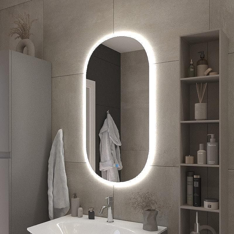 Зеркало Cezares Ellisse 55 CZR-SPC-ELS-550-1050-RGB-TCH с подсветкой с сенсорным выключателем и функцией памяти, купить, цена, заказать, магазин, доставка, скидка, промокод, купить, цена, заказать, магазин, доставка, скидка, промокод