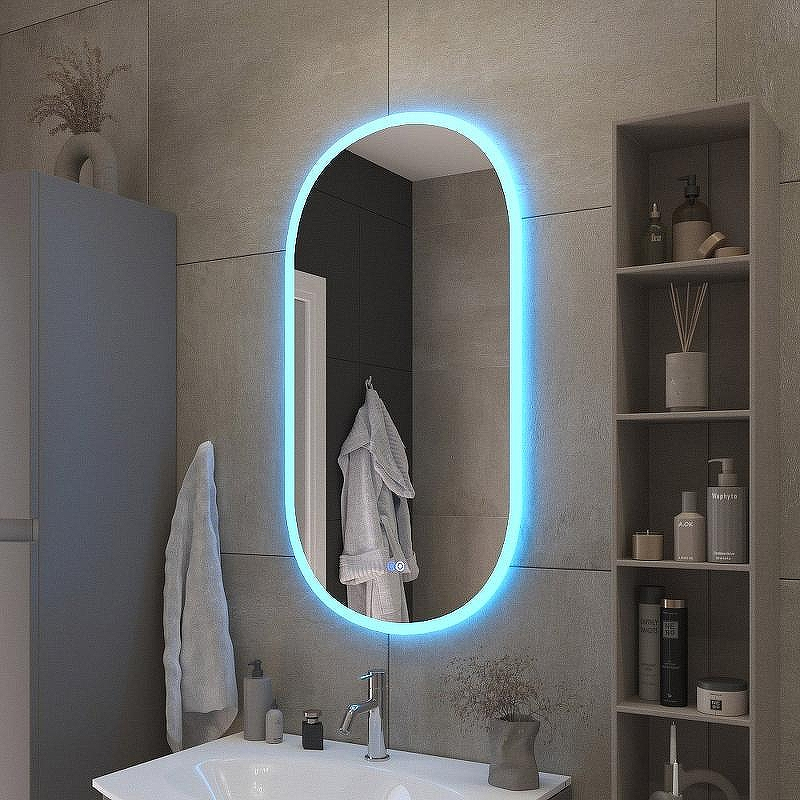 Зеркало Cezares Ellisse 55 CZR-SPC-ELS-550-1050-RGB-TCH с подсветкой с сенсорным выключателем и функцией памяти, купить, цена, заказать, магазин, доставка, скидка, промокод, купить, цена, заказать, магазин, доставка, скидка, промокод