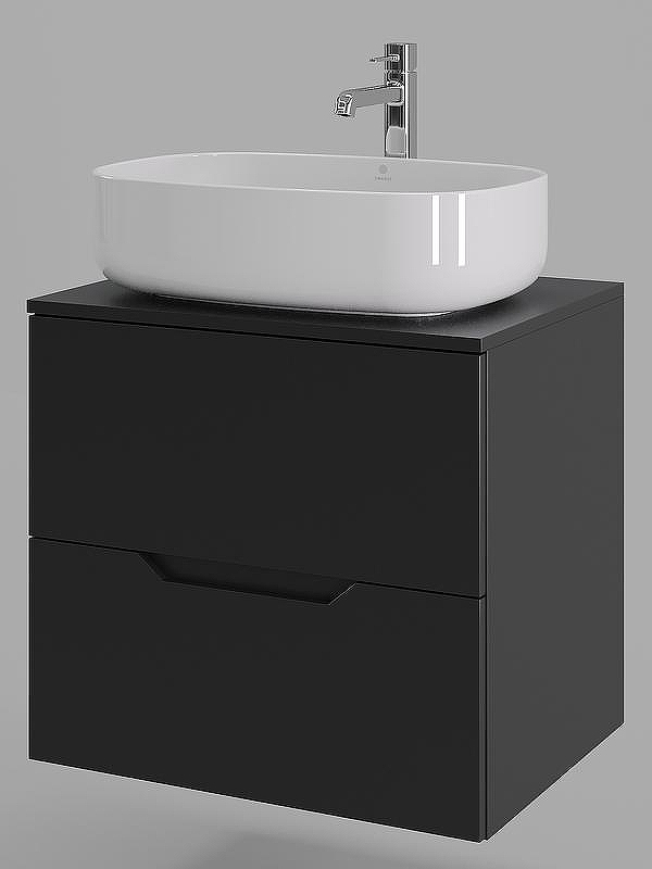 Тумба с раковиной Orange Line 60 Li-60TubMDF+B07-540W подвесная Черная матовая, купить, цена, заказать, магазин, доставка, скидка, промокод, купить, цена, заказать, магазин, доставка, скидка, промокод