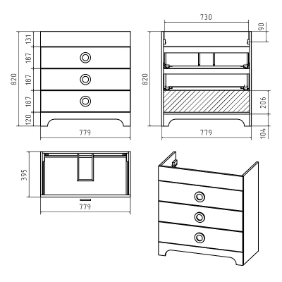 Тумба с раковиной Misty Лейла 80 УТ000011635 Белая