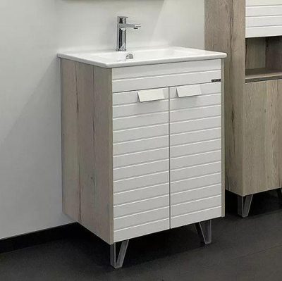 Тумба с раковиной Comforty Клеон 60Н 00-00002044 Белая Дуб дымчатый