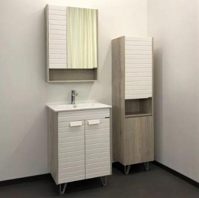 Тумба с раковиной Comforty Клеон 60Н 00-00002044 Белая Дуб дымчатый