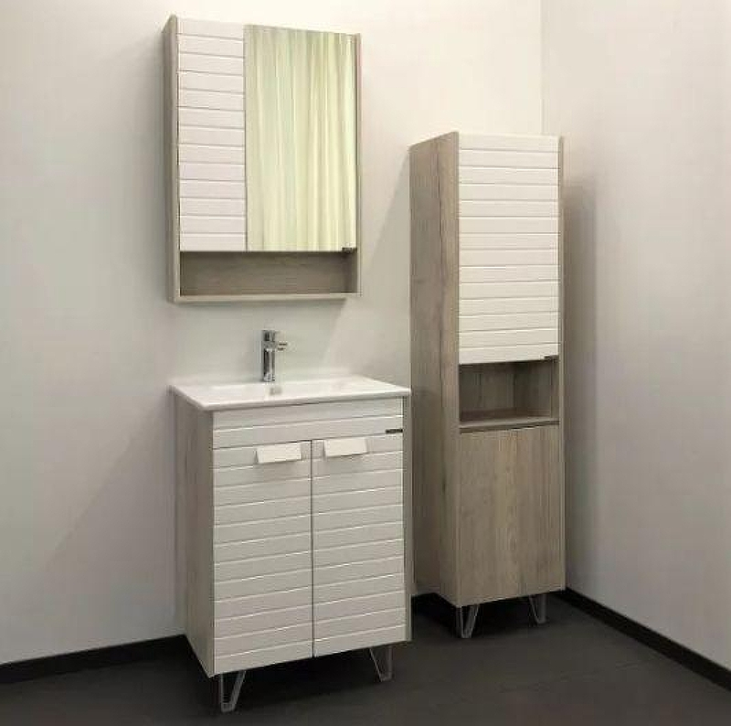 Тумба с раковиной Comforty Клеон 60Н 00-00002044 Белая Дуб дымчатый, купить, цена, заказать, магазин, доставка, скидка, промокод, купить, цена, заказать, магазин, доставка, скидка, промокод