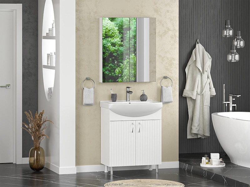 Тумба с раковиной Misty Изео 70 УТ000015762 Белая, купить, цена, заказать, магазин, доставка, скидка, промокод, купить, цена, заказать, магазин, доставка, скидка, промокод