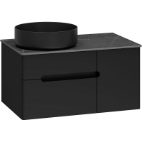 Тумба с раковиной Misty Роял 80 УТ000014975 подвесная Черная матовая, купить, цена, заказать, магазин, доставка, скидка, промокод, купить, цена, заказать, магазин, доставка, скидка, промокод