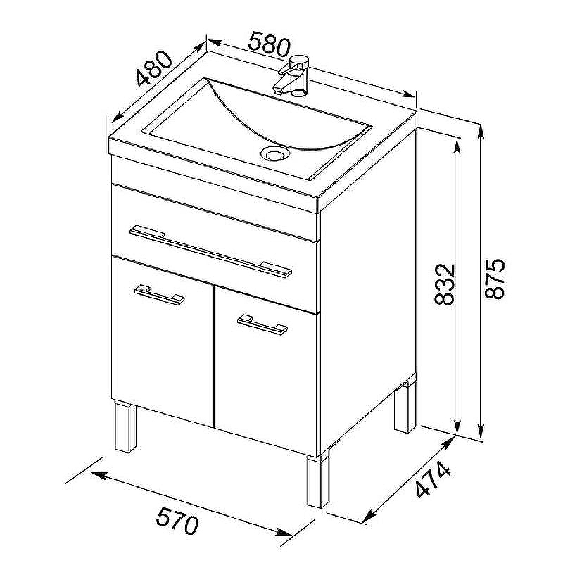 Тумба с раковиной Aquanet Верона 58 213028 Белая, купить, цена, заказать, магазин, доставка, скидка, промокод, купить, цена, заказать, магазин, доставка, скидка, промокод