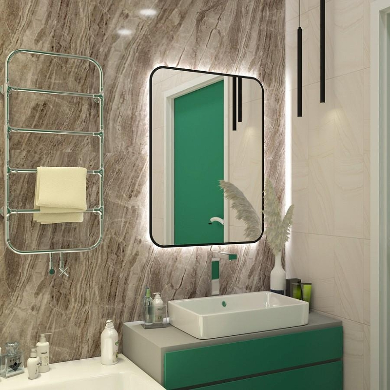 Зеркало Maretti Florenza 60 FL146080P14EL с подсветкой цвет Черный с бесконтактным выключателем, купить, цена, заказать, магазин, доставка, скидка, промокод, купить, цена, заказать, магазин, доставка, скидка, промокод