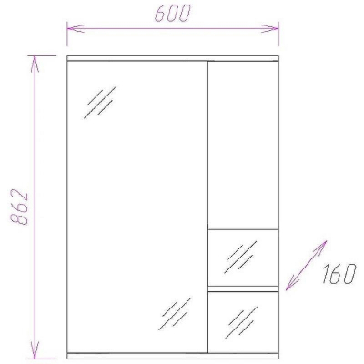 Зеркало со шкафом Onika Элита 60.01 R 206022 с подсветкой Олива Белая