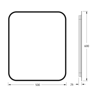 Зеркало Defesto Aura 50х60 DF 2973 с подсветкой 19W-3000K/Без выключателя/Теплый белый свет/Черная рама