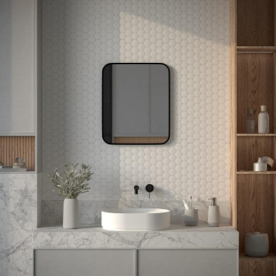 Зеркало Defesto Aura 50х60 DF 2973 с подсветкой 19W-3000K/Без выключателя/Теплый белый свет/Черная рама