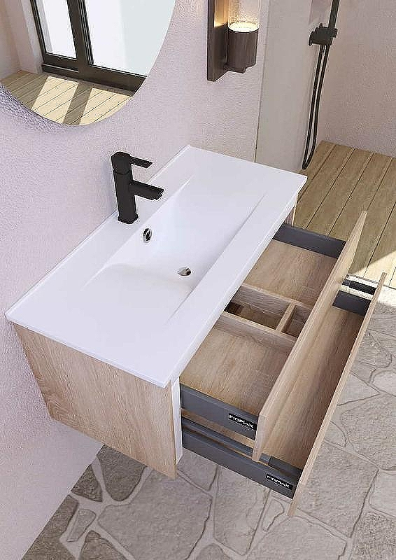 Тумба с раковиной SanVit Линк 80 klink080 в цвете Ral подвесная Асфальт, купить, цена, заказать, магазин, доставка, скидка, промокод, купить, цена, заказать, магазин, доставка, скидка, промокод