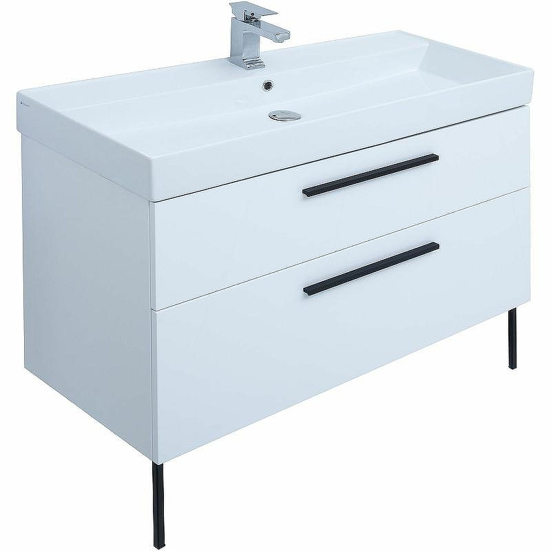 Тумба под раковину Aquanet Nova 100 249922 подвесная Белая глянцевая, купить, цена, заказать, магазин, доставка, скидка, промокод, купить, цена, заказать, магазин, доставка, скидка, промокод