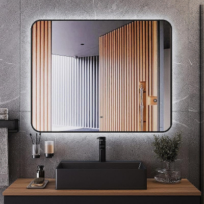 Зеркало Bond Loft 100x80 M35ZE-10080 с подсветкой Черное глянцевое с бесконтактным выключателем