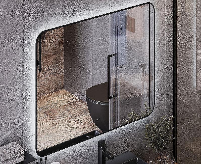 Зеркало Bond Loft 100x80 M35ZE-10080 с подсветкой Черное глянцевое с бесконтактным выключателем, купить, цена, заказать, магазин, доставка, скидка, промокод, купить, цена, заказать, магазин, доставка, скидка, промокод