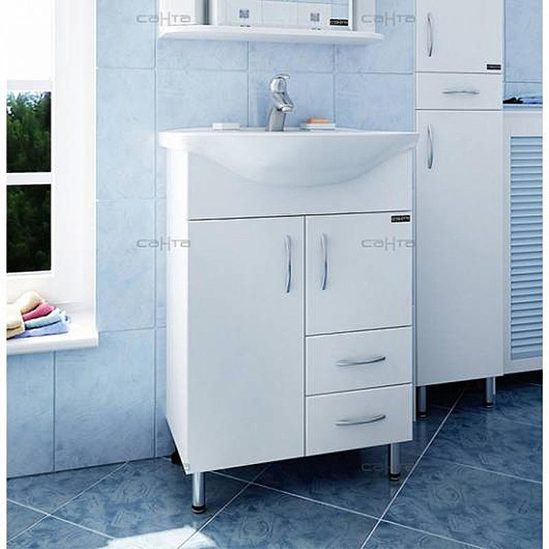 Тумба под раковину СанТа Стандарт 55 201088 Белая, купить, цена, заказать, магазин, доставка, скидка, промокод, купить, цена, заказать, магазин, доставка, скидка, промокод