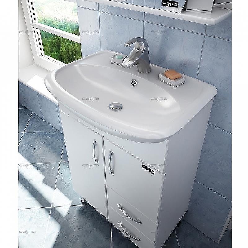 Тумба под раковину СанТа Стандарт 55 201088 Белая, купить, цена, заказать, магазин, доставка, скидка, промокод, купить, цена, заказать, магазин, доставка, скидка, промокод