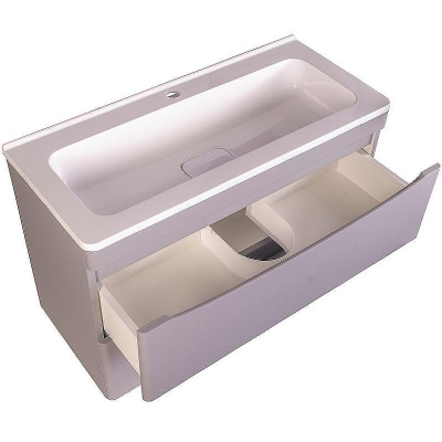 Тумба под раковину Style Line Бергамо мини 90 Люкс Plus СС-00002365 подвесная Серая антискрейч