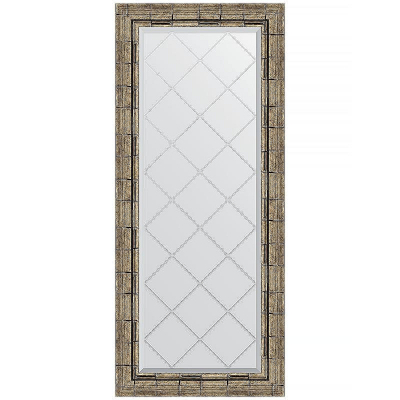 Зеркало Evoform Exclusive-G 123х53 BY 4050 с гравировкой в багетной раме - Серебряный бамбук 73