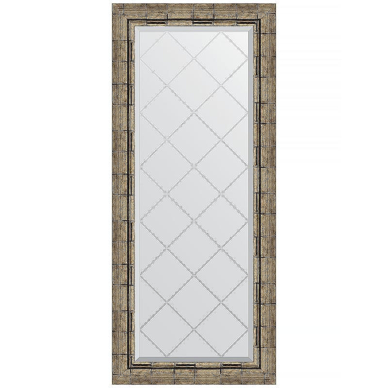 Зеркало Evoform Exclusive-G 123х53 BY 4050 с гравировкой в багетной раме - Серебряный бамбук 73, купить, цена, заказать, магазин, доставка, скидка, промокод, купить, цена, заказать, магазин, доставка, скидка, промокод