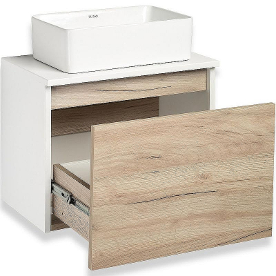 Тумба под раковину Runo Бари 50 00-00001373 подвесная Крафт дуб Белая