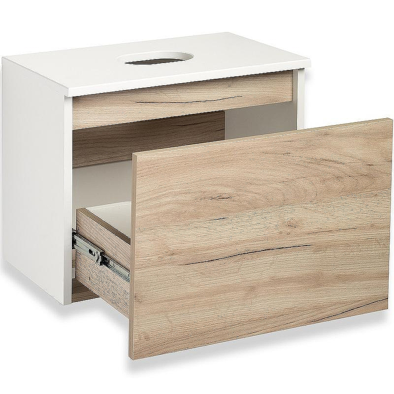 Тумба под раковину Runo Бари 50 00-00001373 подвесная Крафт дуб Белая, купить, цена, заказать, магазин, доставка, скидка, промокод, купить, цена, заказать, магазин, доставка, скидка, промокод