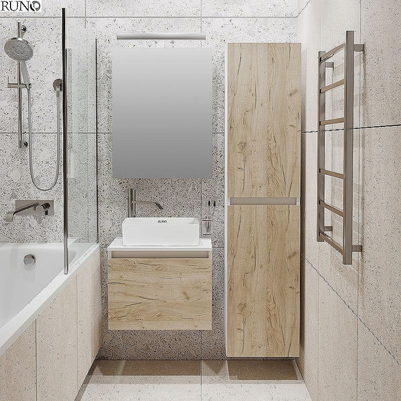 Тумба под раковину Runo Бари 50 00-00001373 подвесная Крафт дуб Белая, купить, цена, заказать, магазин, доставка, скидка, промокод, купить, цена, заказать, магазин, доставка, скидка, промокод